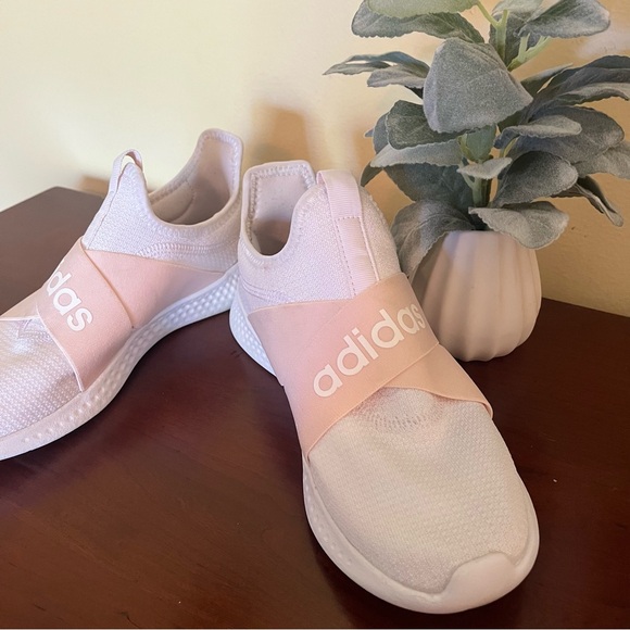 Adidas Size 8 Pink and White Slip-On Sneakers, in excellent condition. - Picture 1 of 7